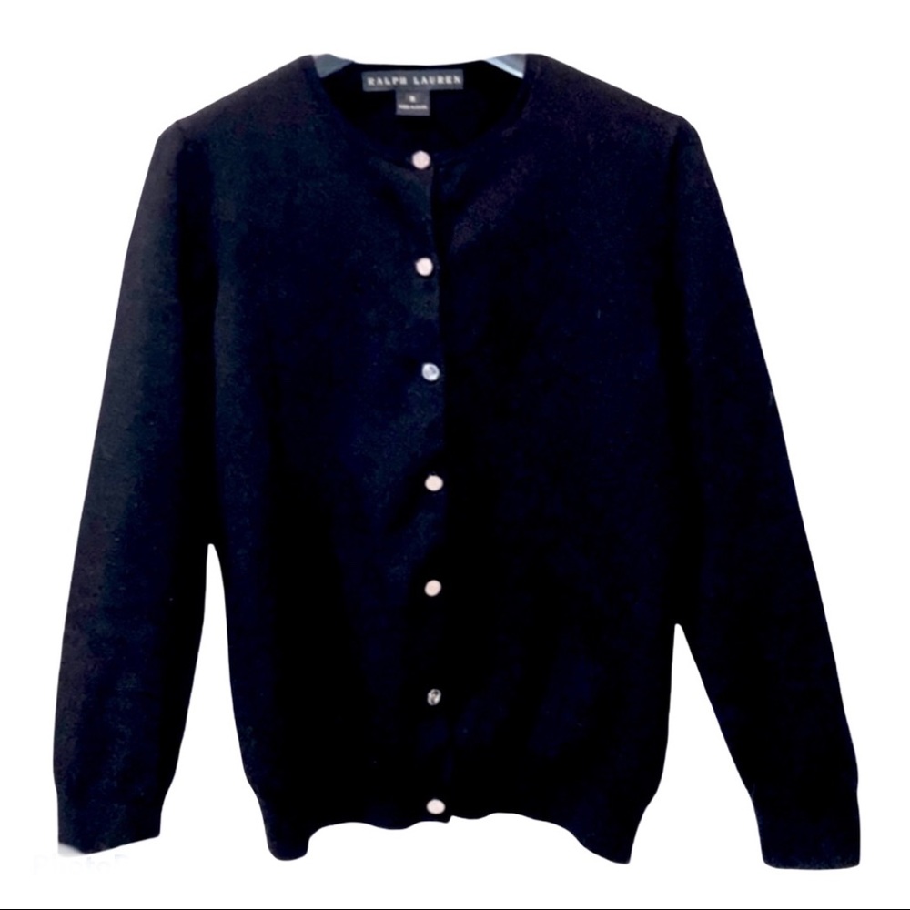 Ralph Lauren Sz M Blk Label cardigan silk knit